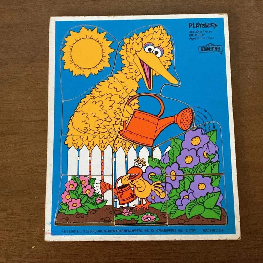 Sesame Street 1979 Big Bird Wood Puzzle - Moppets - Playskool